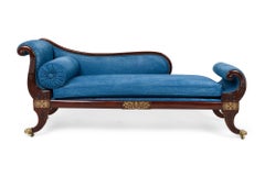 English Regency Dark Blue Denim Récamier