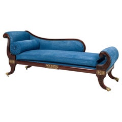 English Regency Dark Blue Denim Récamier