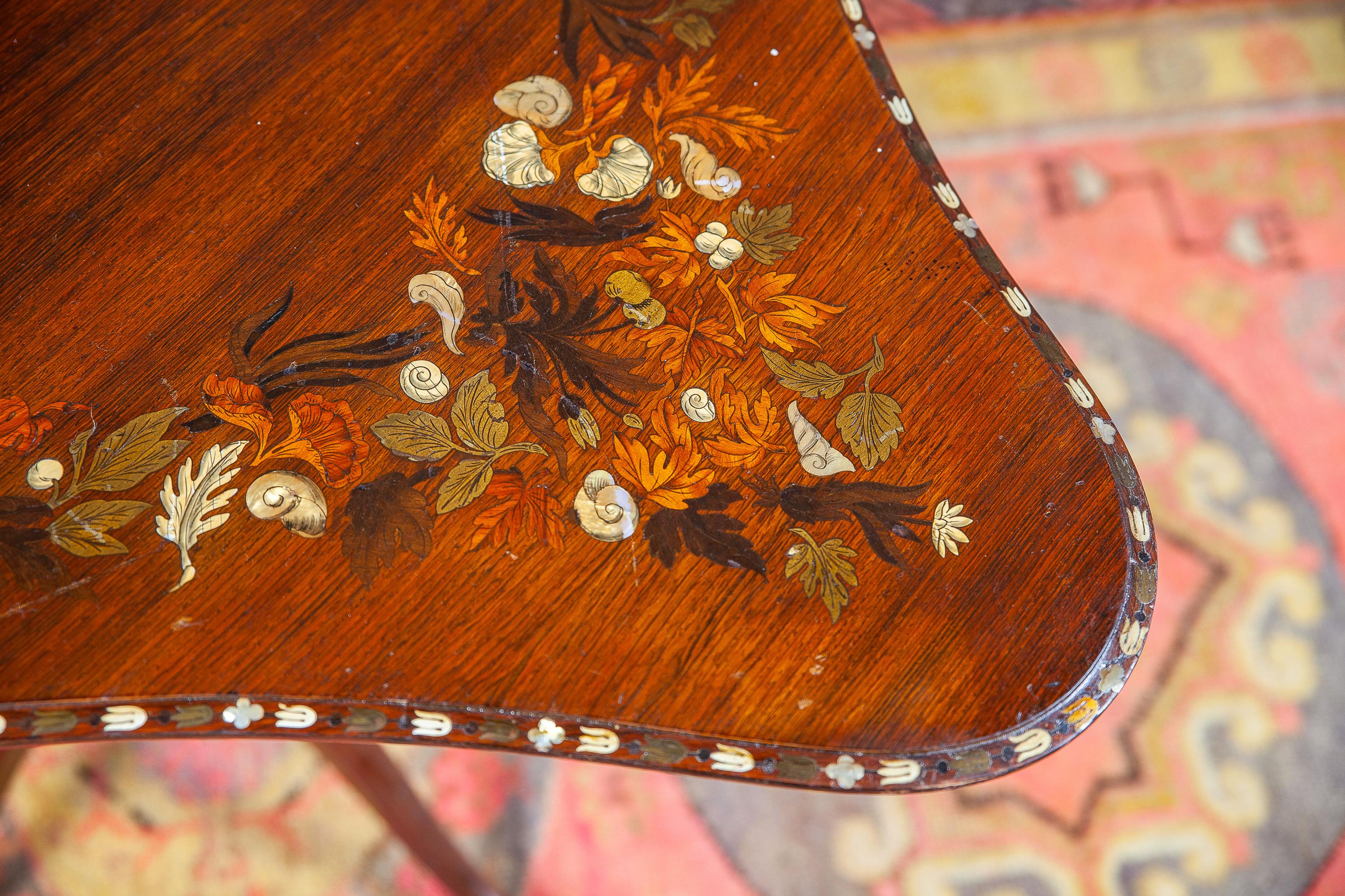 Wood English Regency Marquetry Inlaid Center Table or Occasional Table, 1815 For Sale