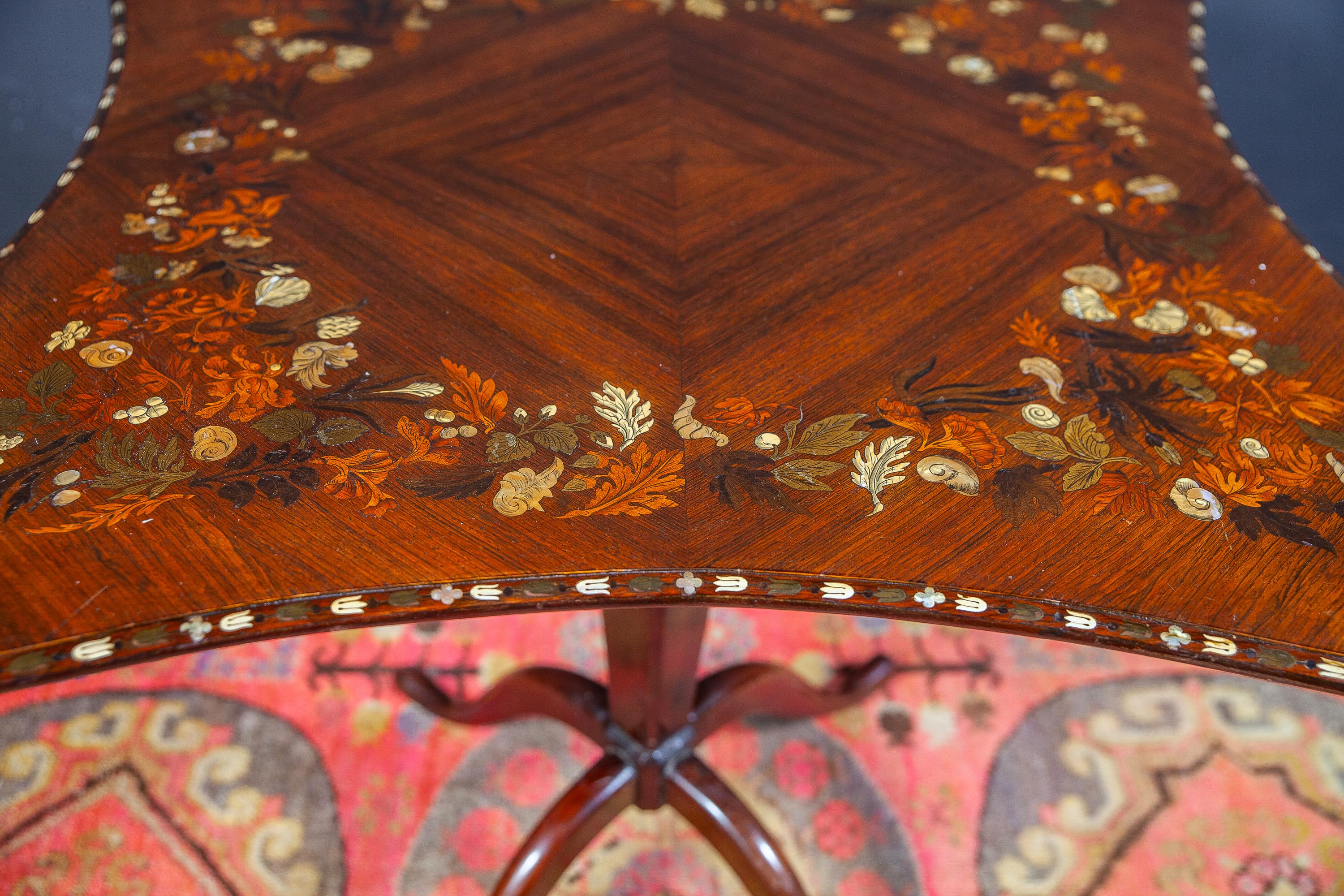 English Regency Marquetry Inlaid Center Table or Occasional Table, 1815 For Sale 2