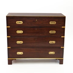 English Regency Military Campaign Chest in Mahogany with Original Brass Fittings