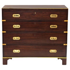 English Regency Military Campaign Chest in Mahogany with Original Brass Fittings
