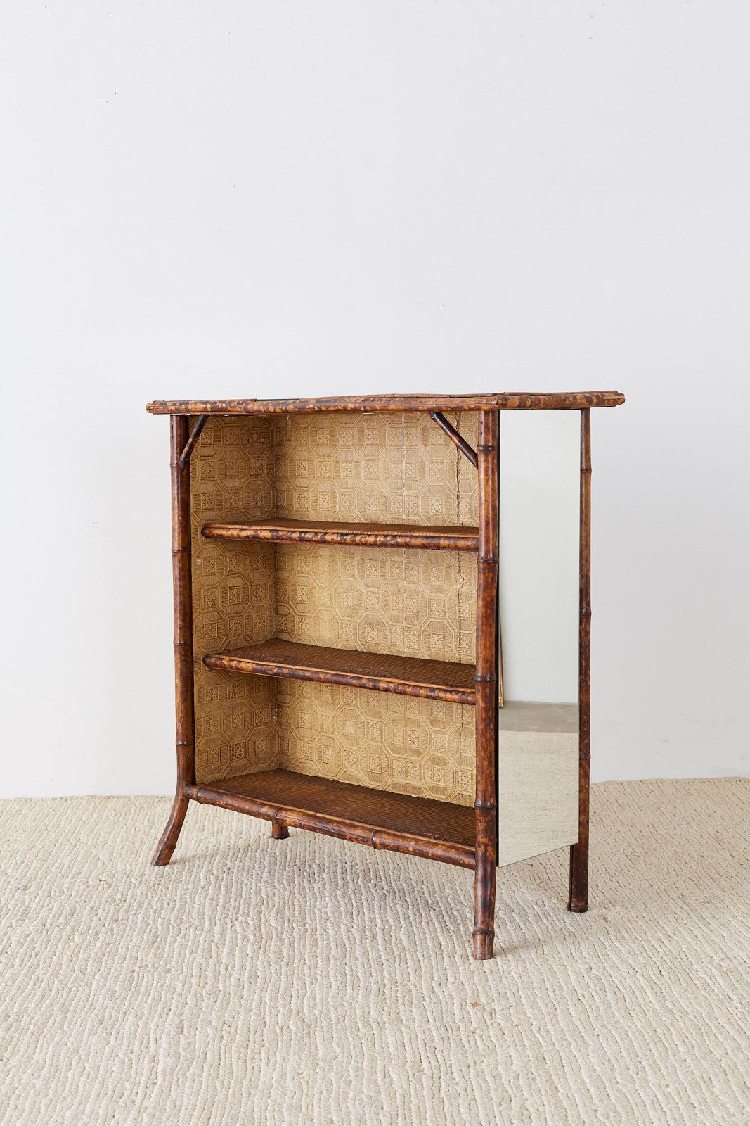 20th Century English Regency Mirrored Bamboo Bookcase of Shelf