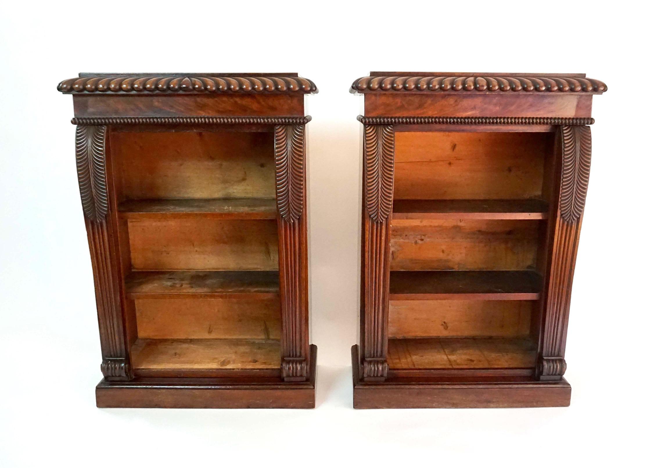 English Regency Neoclassical Mahogany Pair of Dwarf Open Bookcases, circa 1825 5
