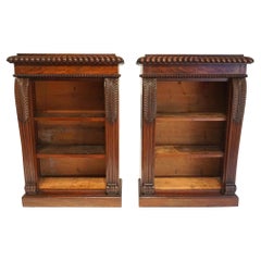 English Regency Neoclassical Mahogany Pair of Dwarf Open Bookcases, circa 1825