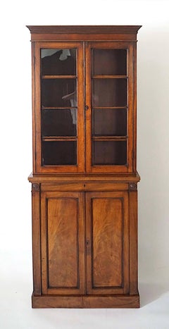 English Regency Chestnut and Mahogany Petite Bookcase Cabinet, circa 1825
