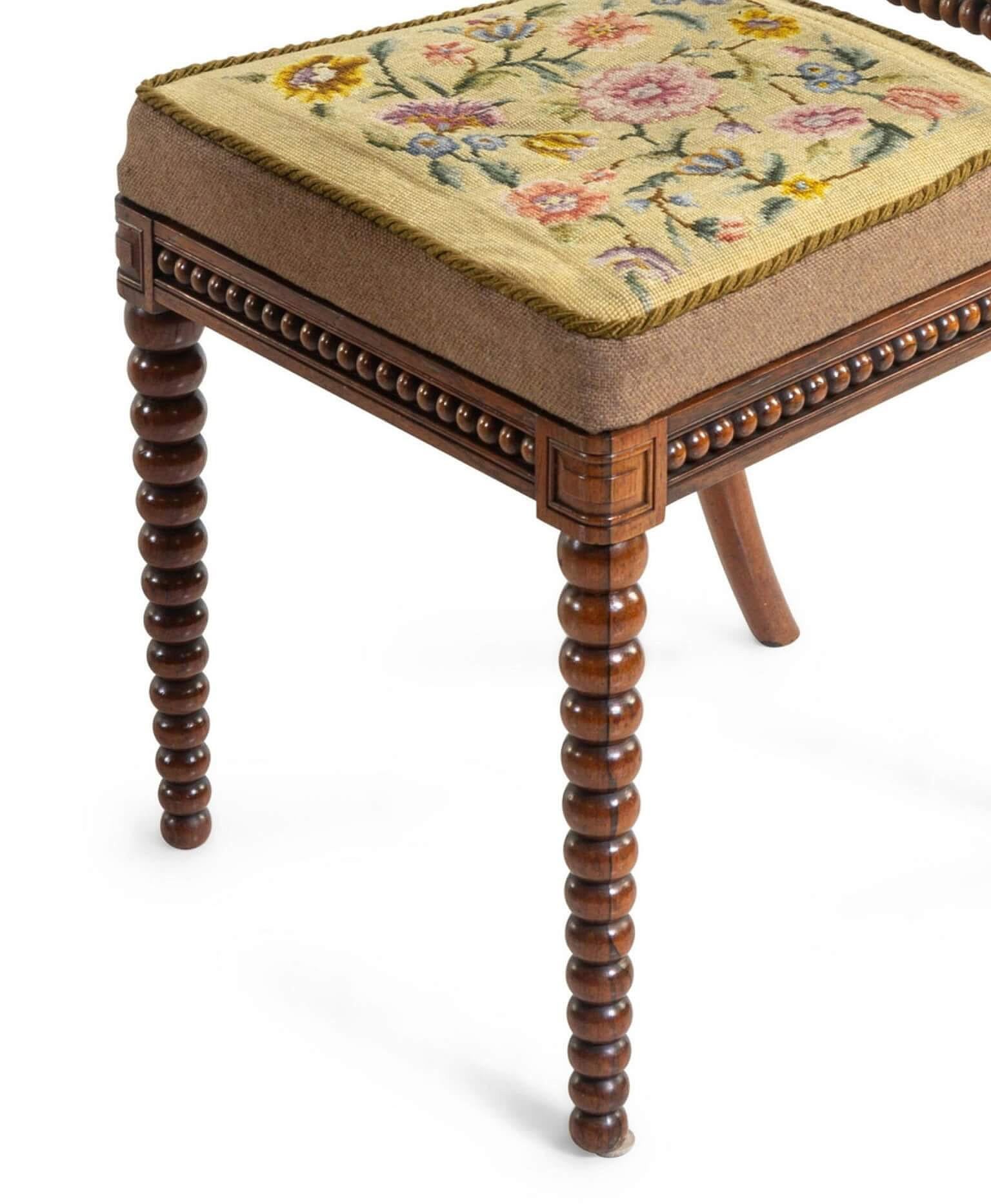 English Regency Oak Bobbin Chairs Attributed to Gillows, Set of Four, circa 1825 2