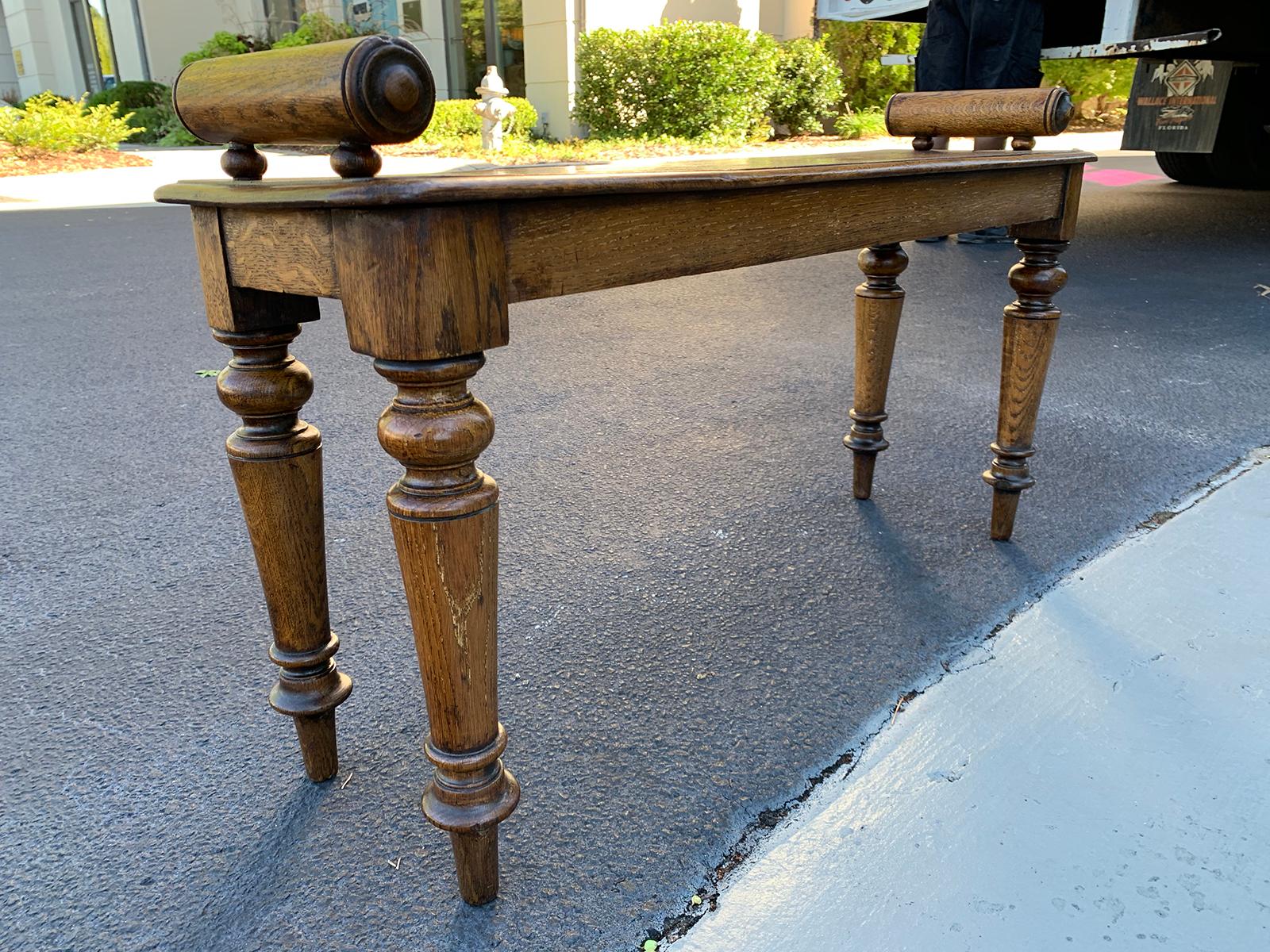 English Regency oak hall bench, circa 1820.