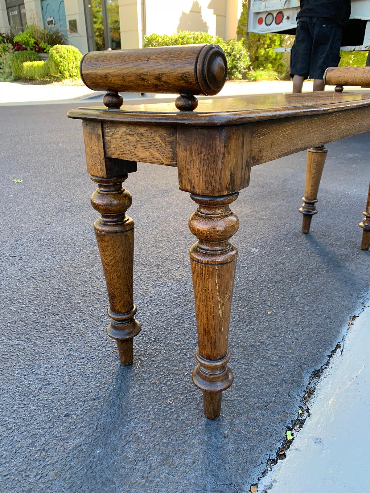 English Regency Oak Hall Bench, circa 1820 4