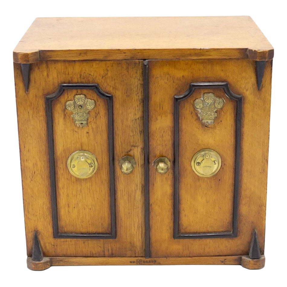 English Regency Oak Jewelry Cabinet For Sale