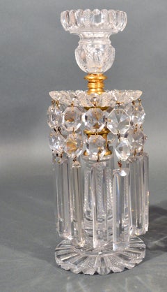 English Regency Ormolu Bronze Candlesticks Cut-Glass Lusters, circa 1820