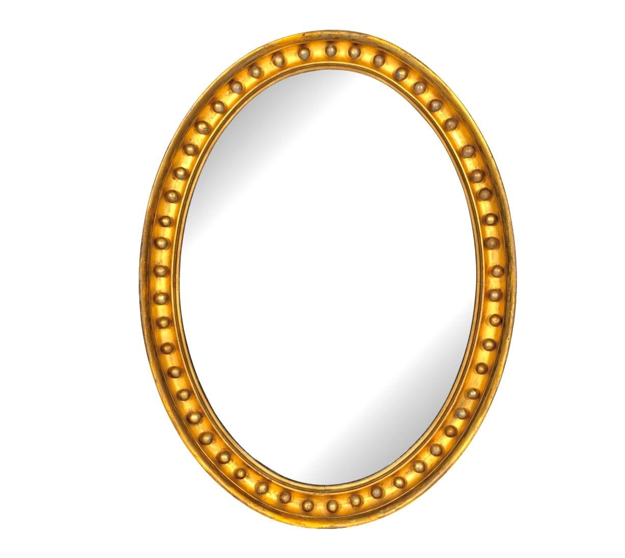 Anglais Miroir ovale en bois doré de style Régence anglaise en vente