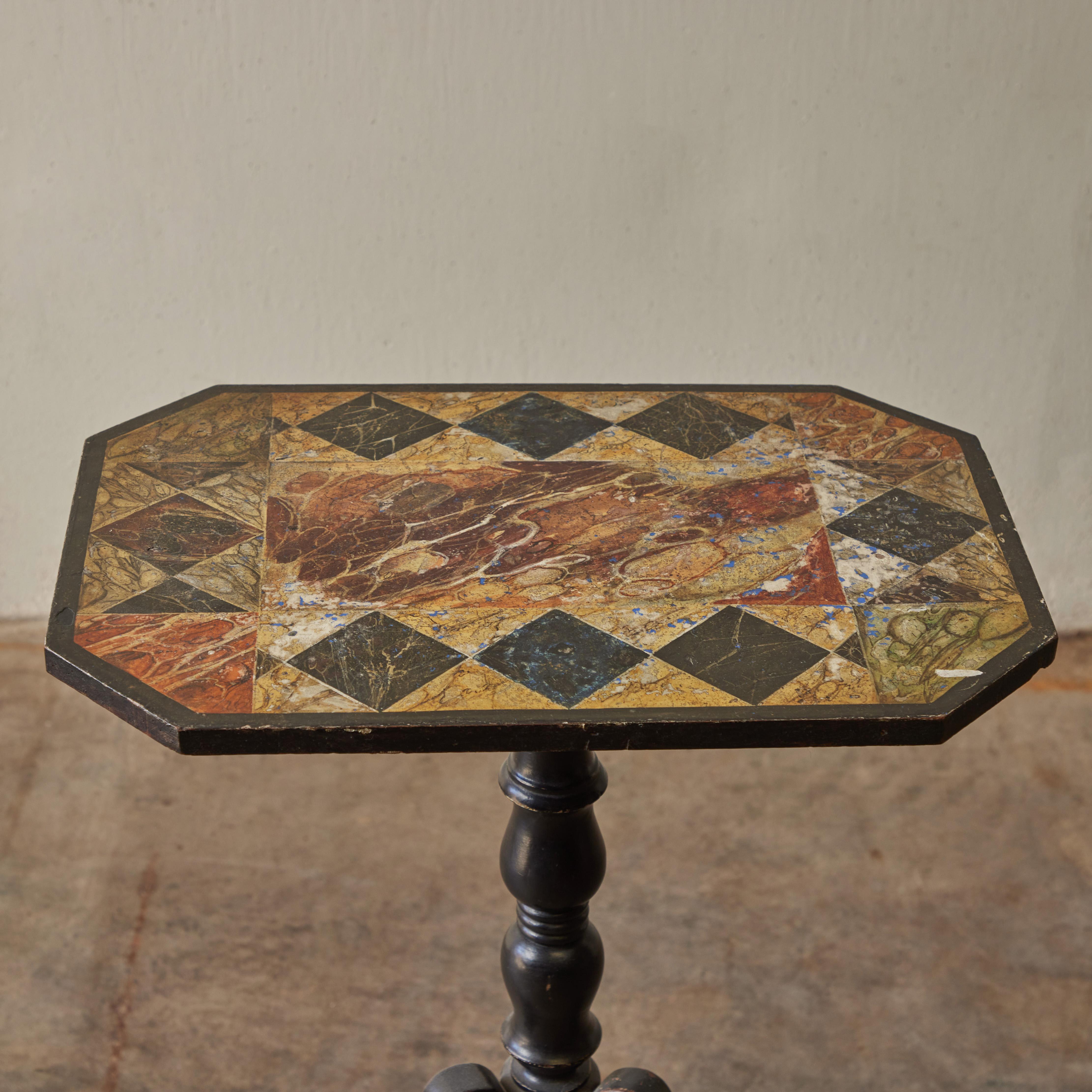 Regency Table spécimen en trompe-l'œil peinte de style Régence anglaise en vente