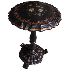 Retro English Regency Papier Mâché Mother of Pearl Inlaid Gilt Tea Table, Circa 1815