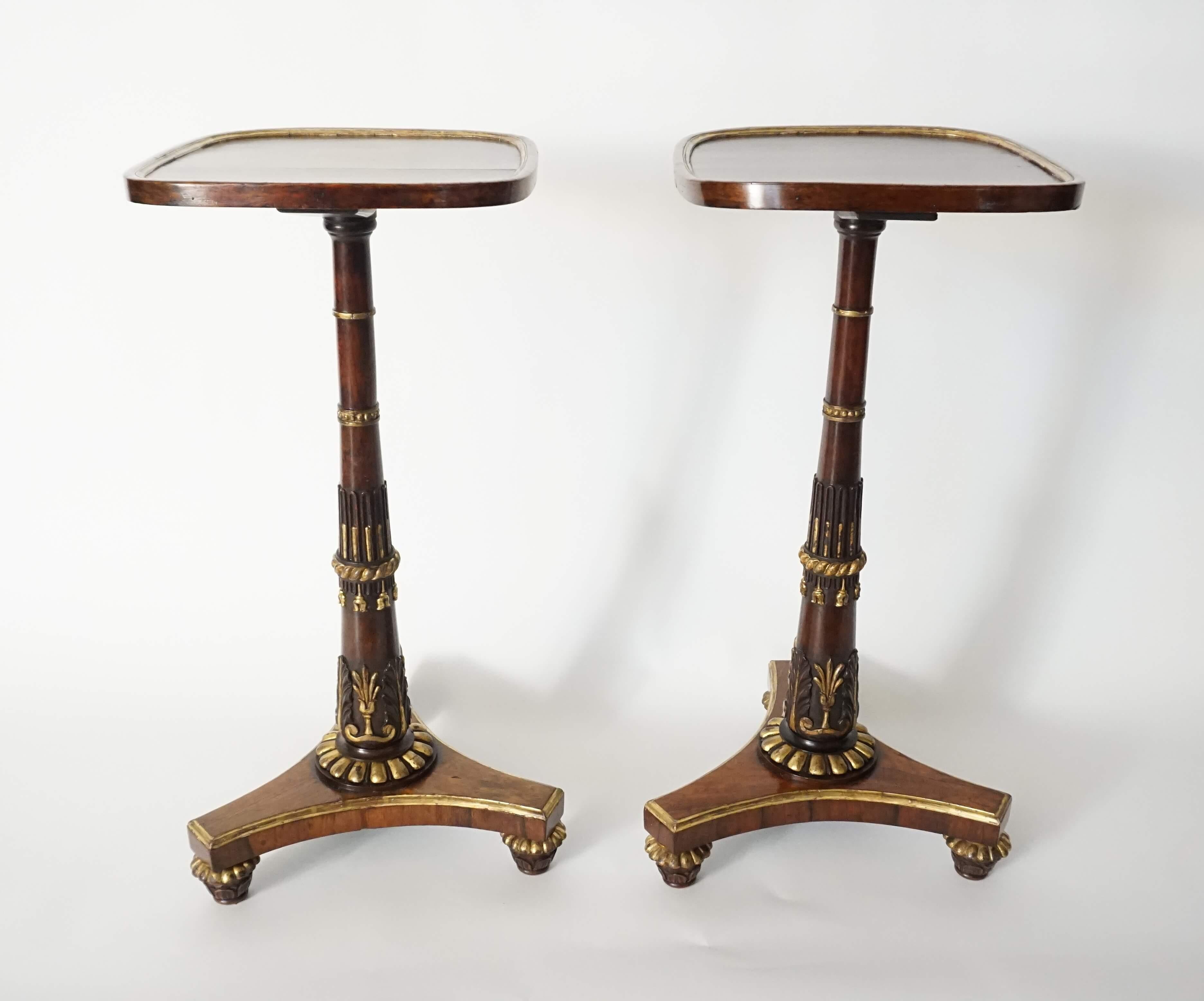 Hand-Carved English Regency Parcel-Gilt Rosewood Side Tables, Morel & Seddon, circa 1828