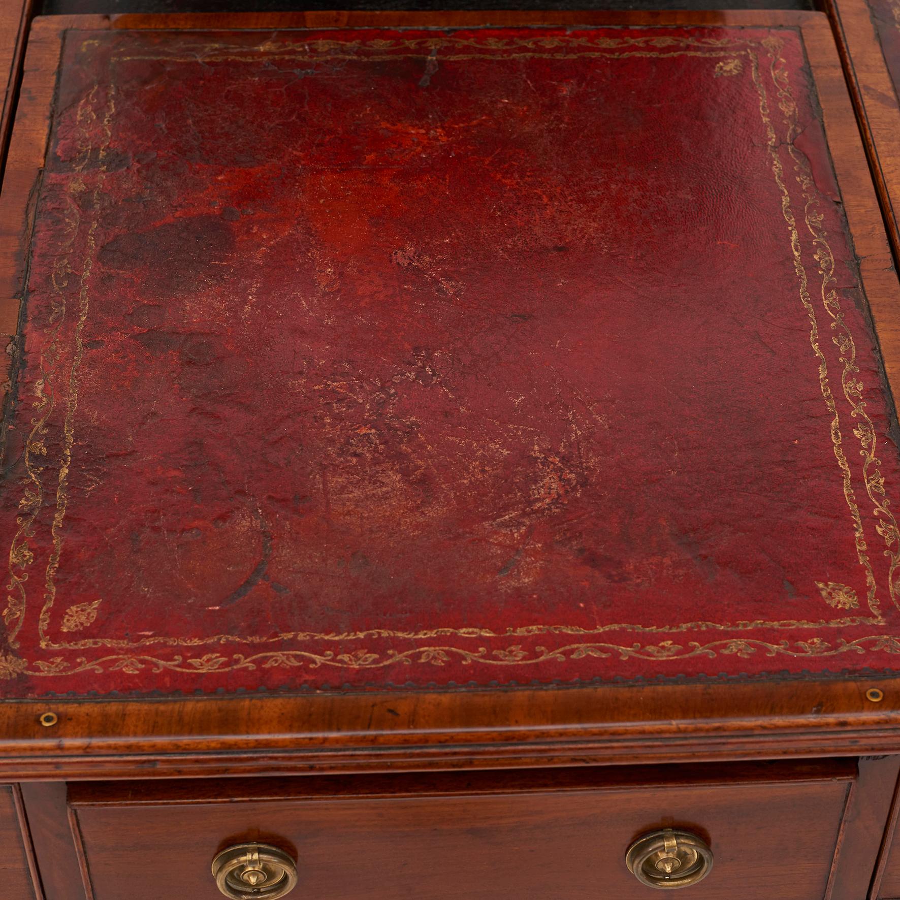 English Regency Partners Desk with Drawers and Writing Surfaces on Each Side 4