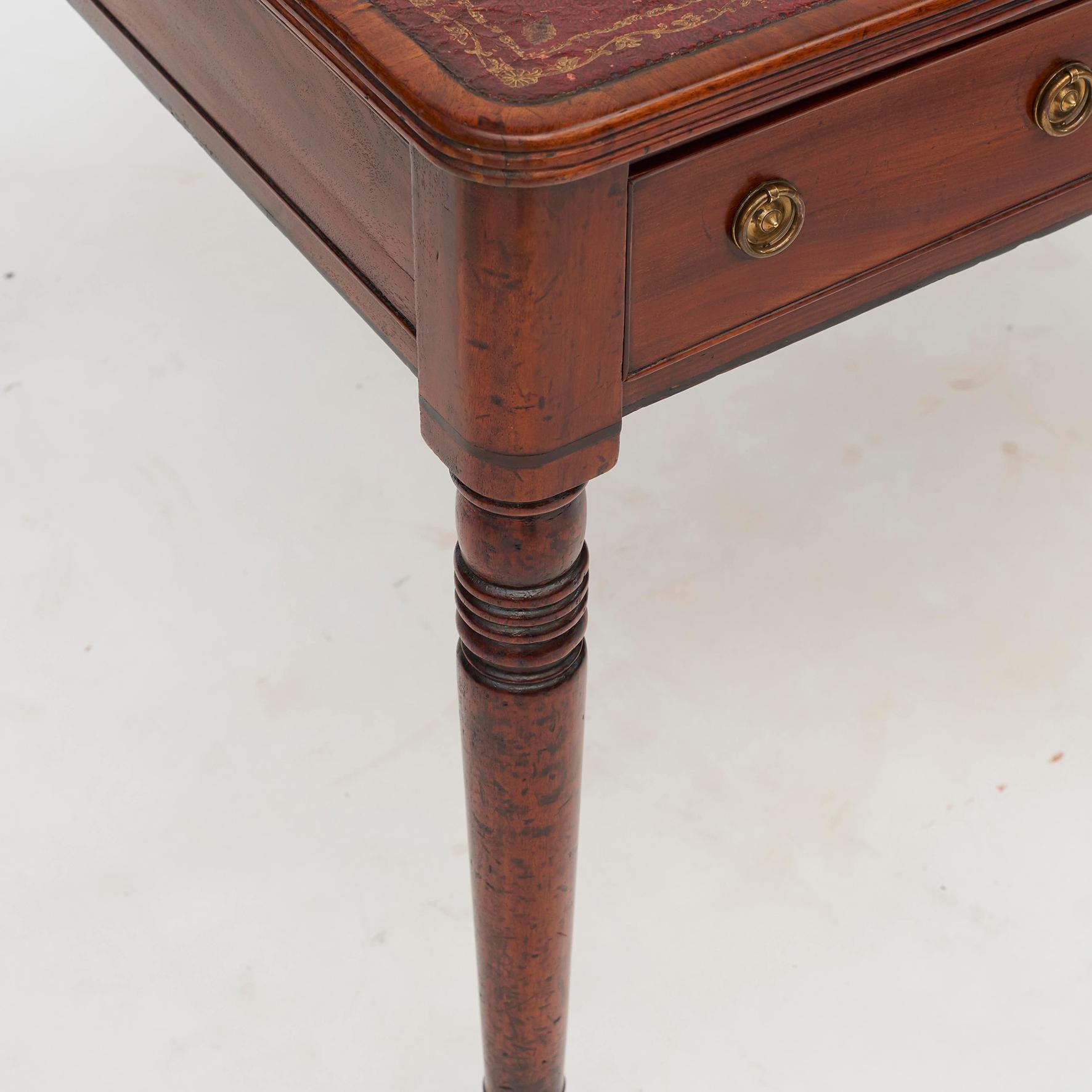 English Regency Partners Desk with Drawers and Writing Surfaces on Each Side 8