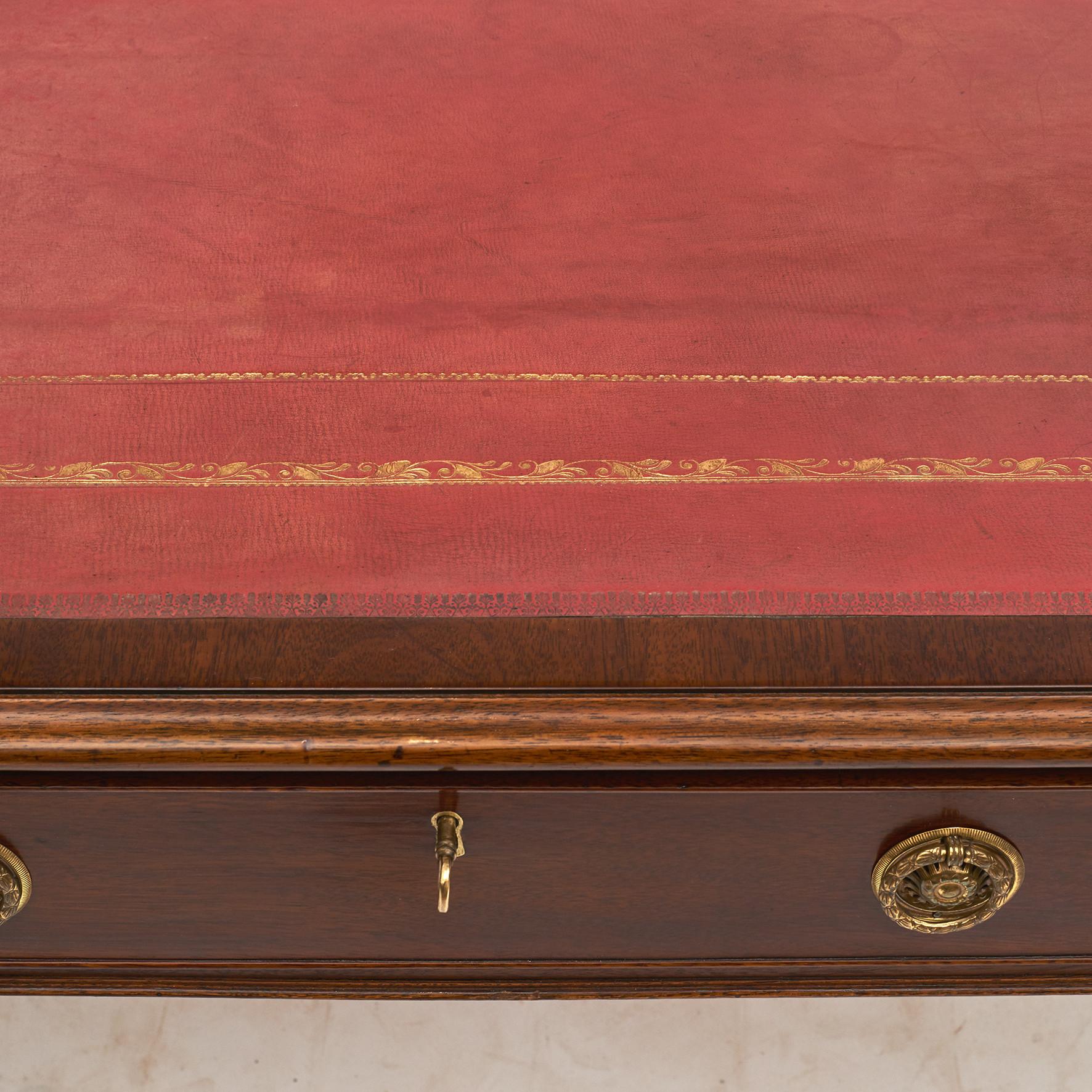 English Regency Partners Desk with Leather Top 5