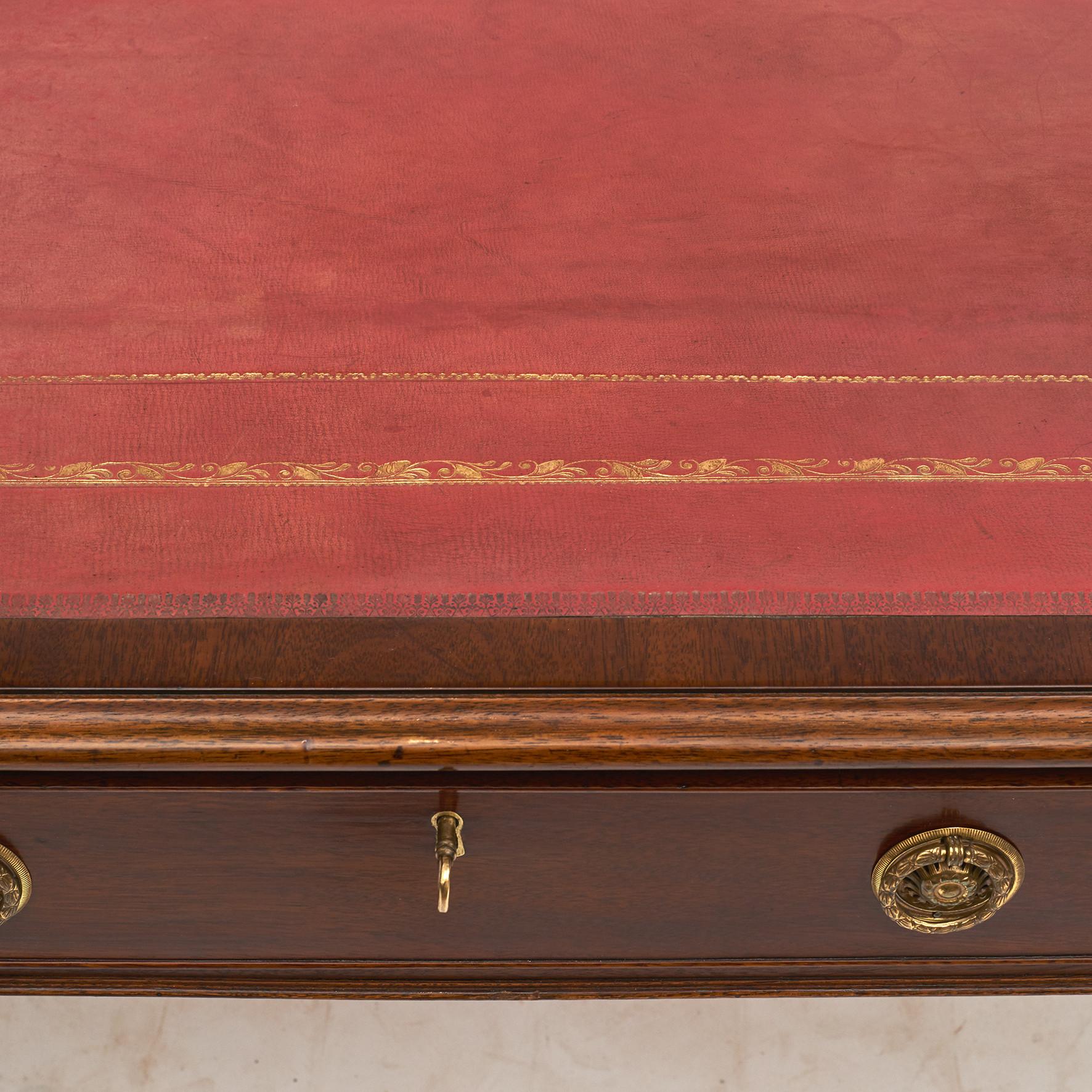 English Regency Partners Desk with Leather Top 6