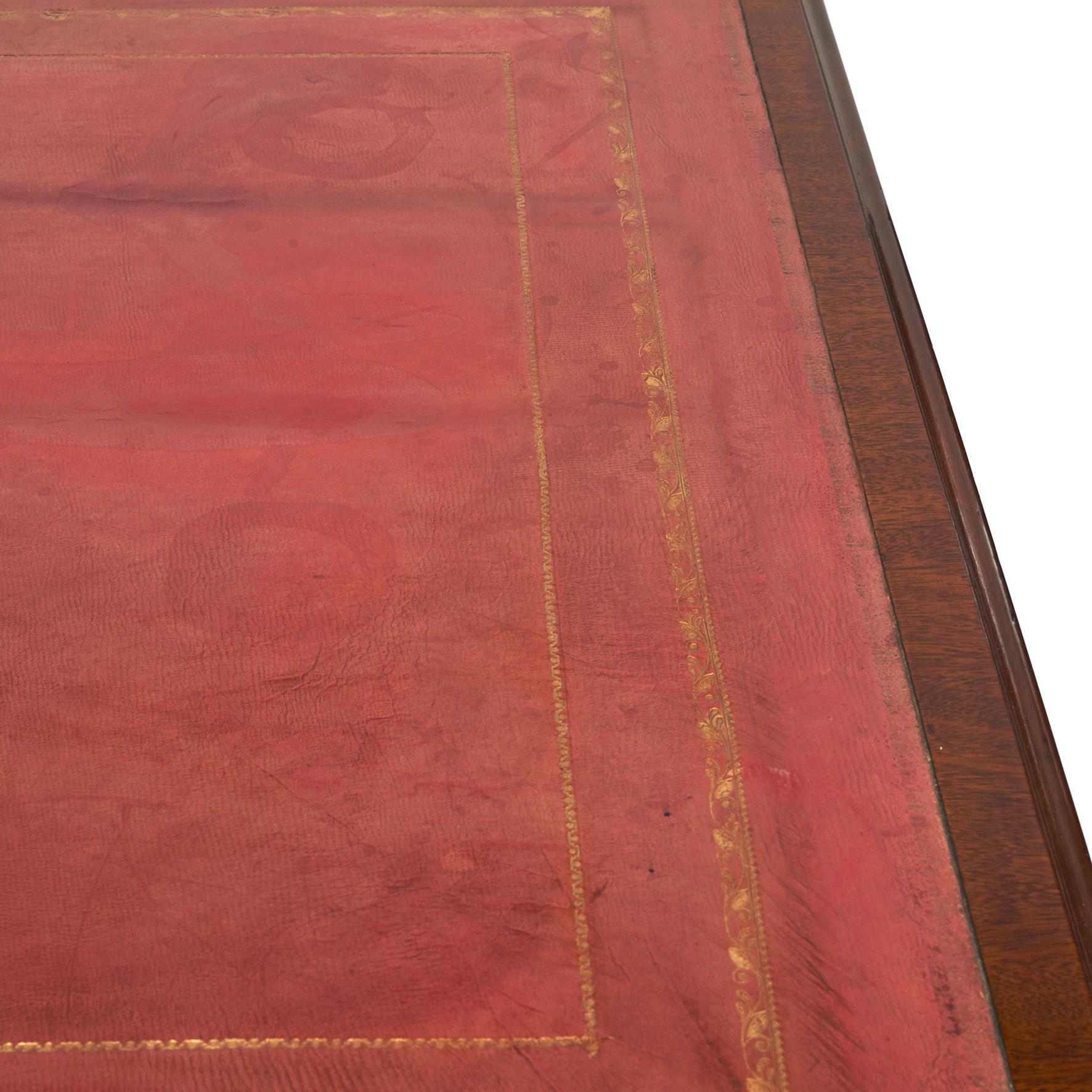 English Regency Partners Desk with Leather Top 8