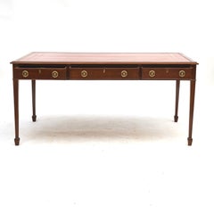 English Regency Partners Desk with Leather Top