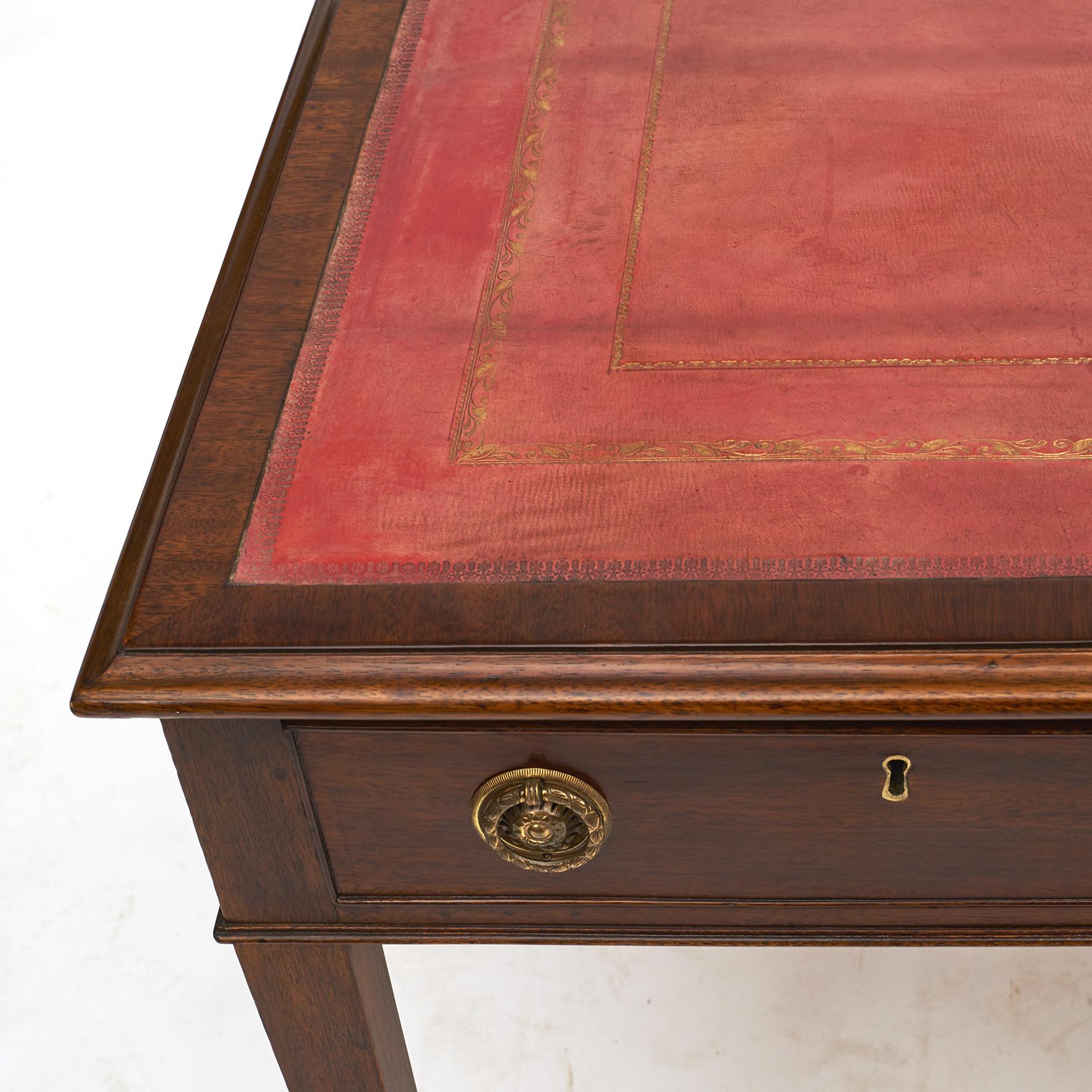 English Regency Partners Desk with Leather Top 4