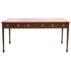 English Regency Partners Desk with Leather Top