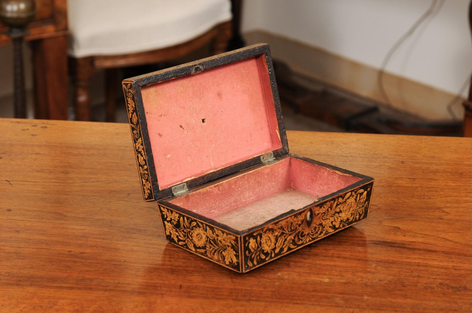 Wood English Regency Penwork Box, Early 19th Century