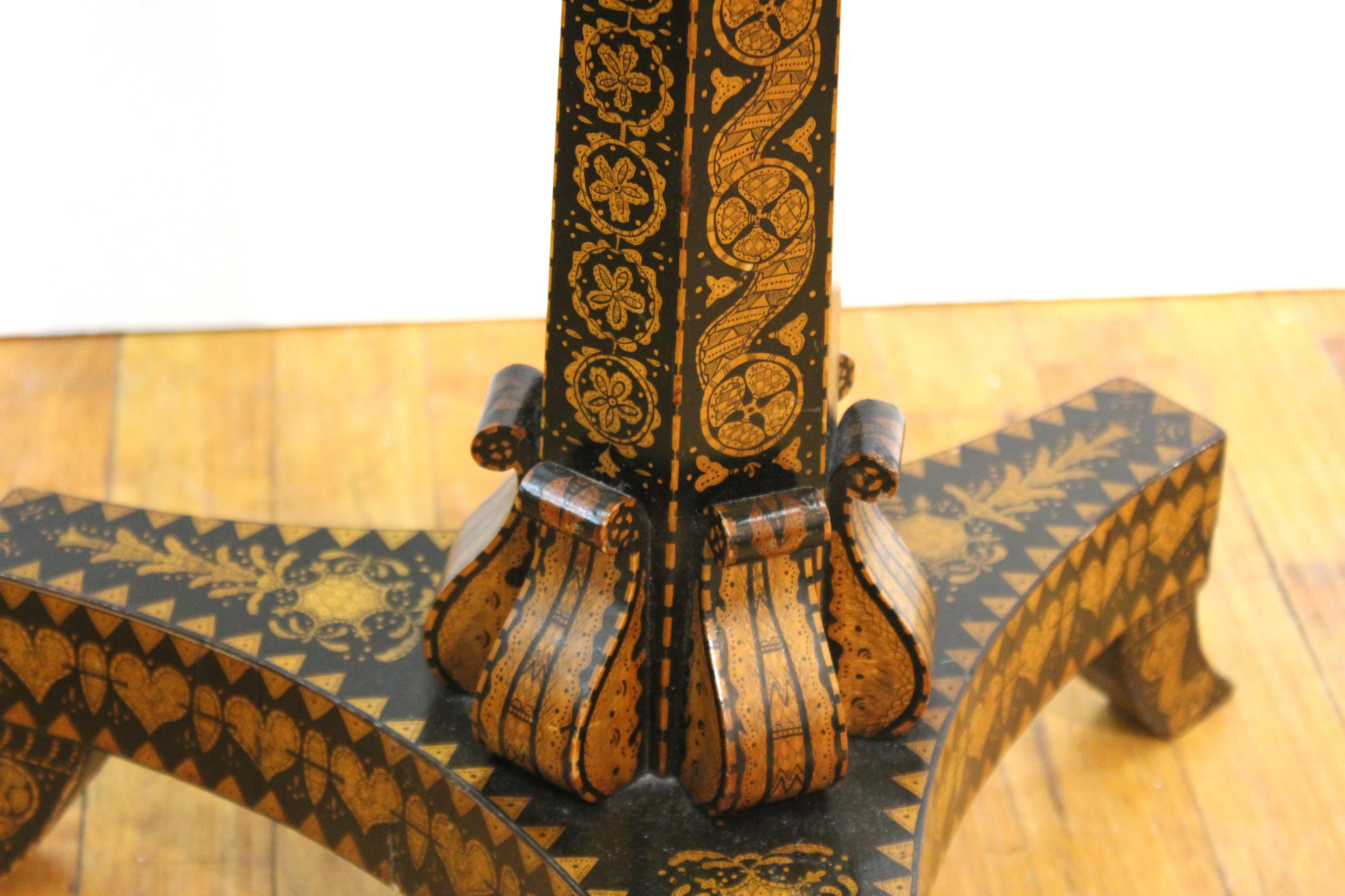 English Regency Penwork Table on Tripod Base 6