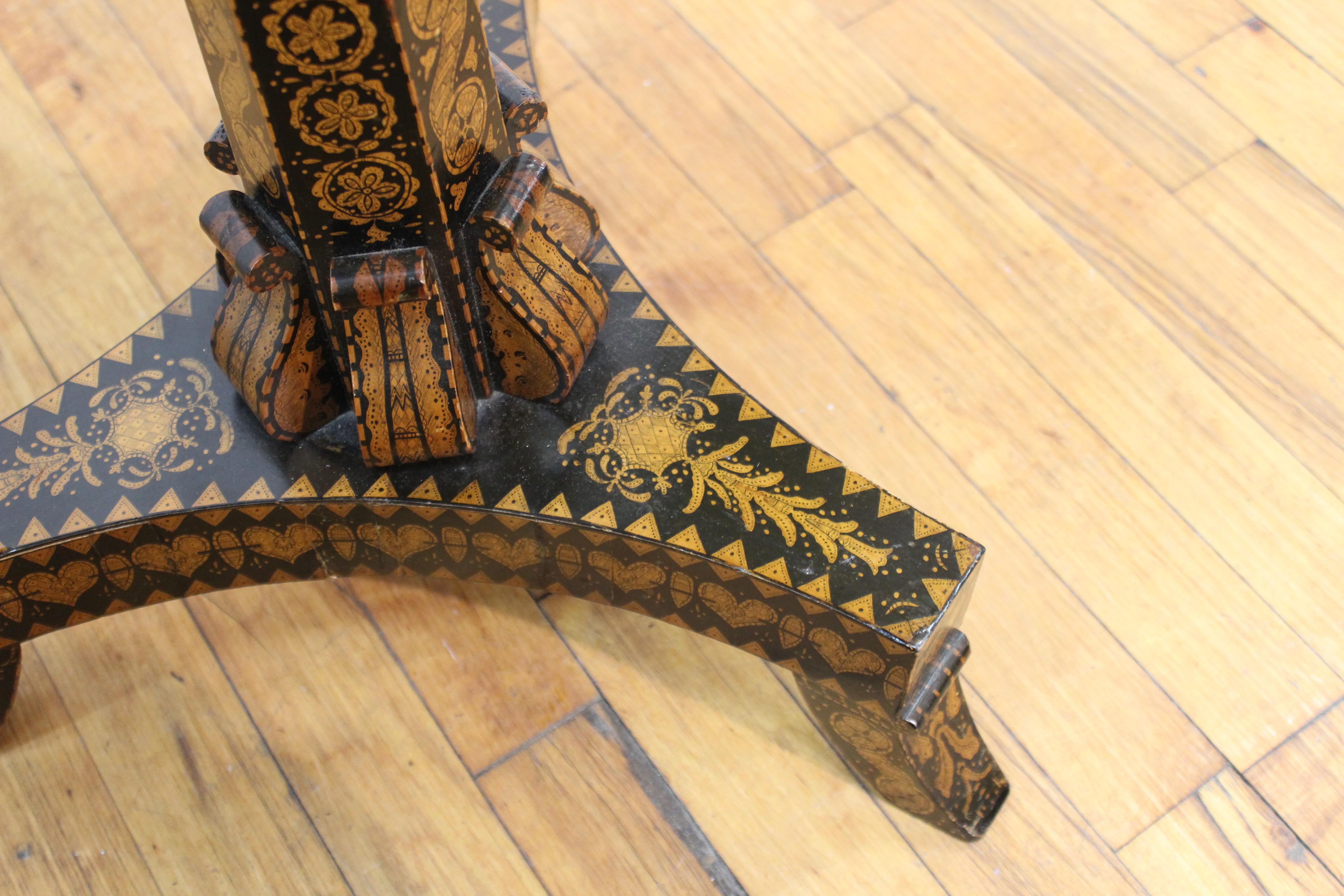 English Regency Penwork Table on Tripod Base 11