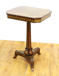 English Regency Penwork Table on Tripod Base