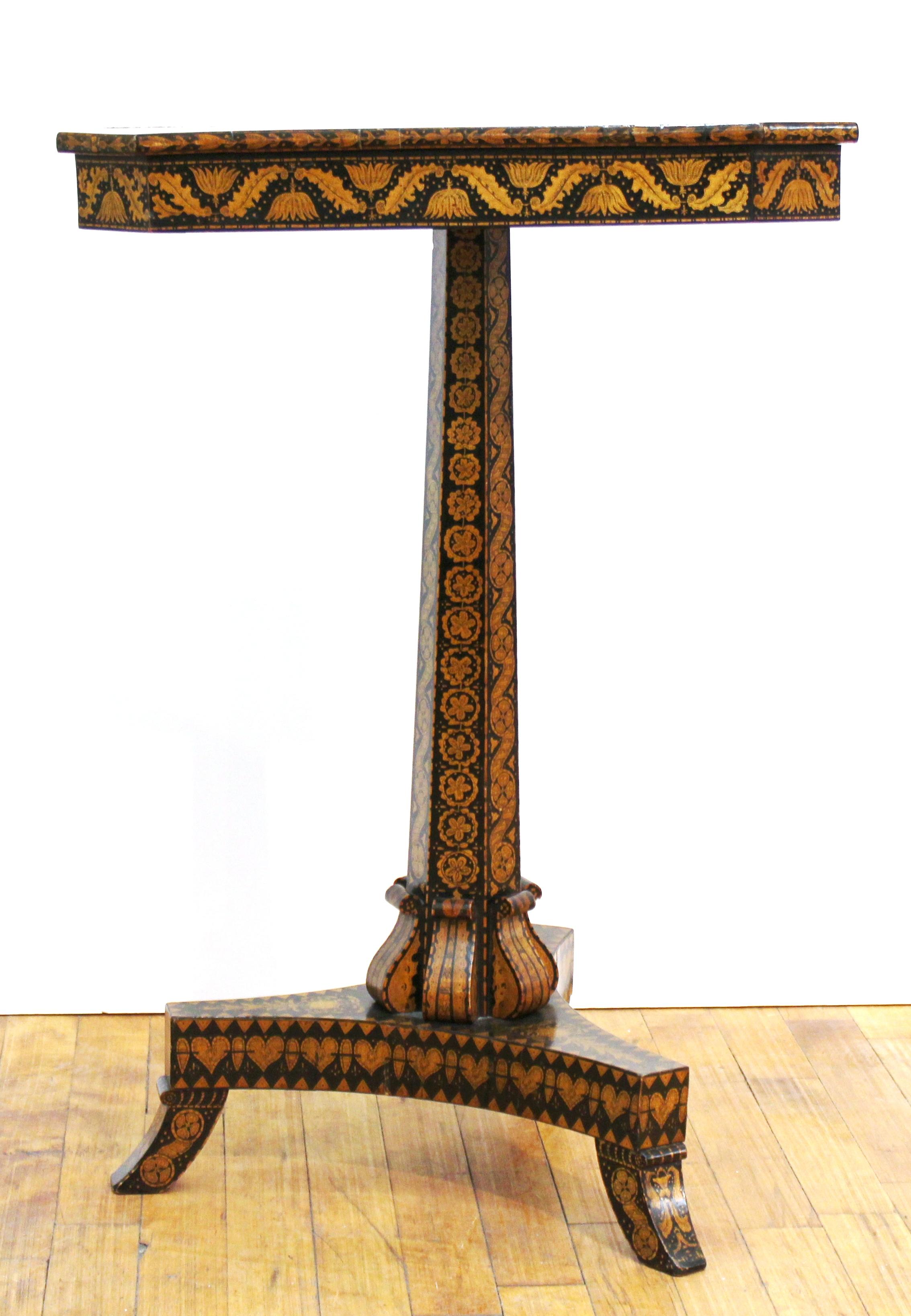 English Regency Penwork Table on Tripod Base In Good Condition In Astoria, NY