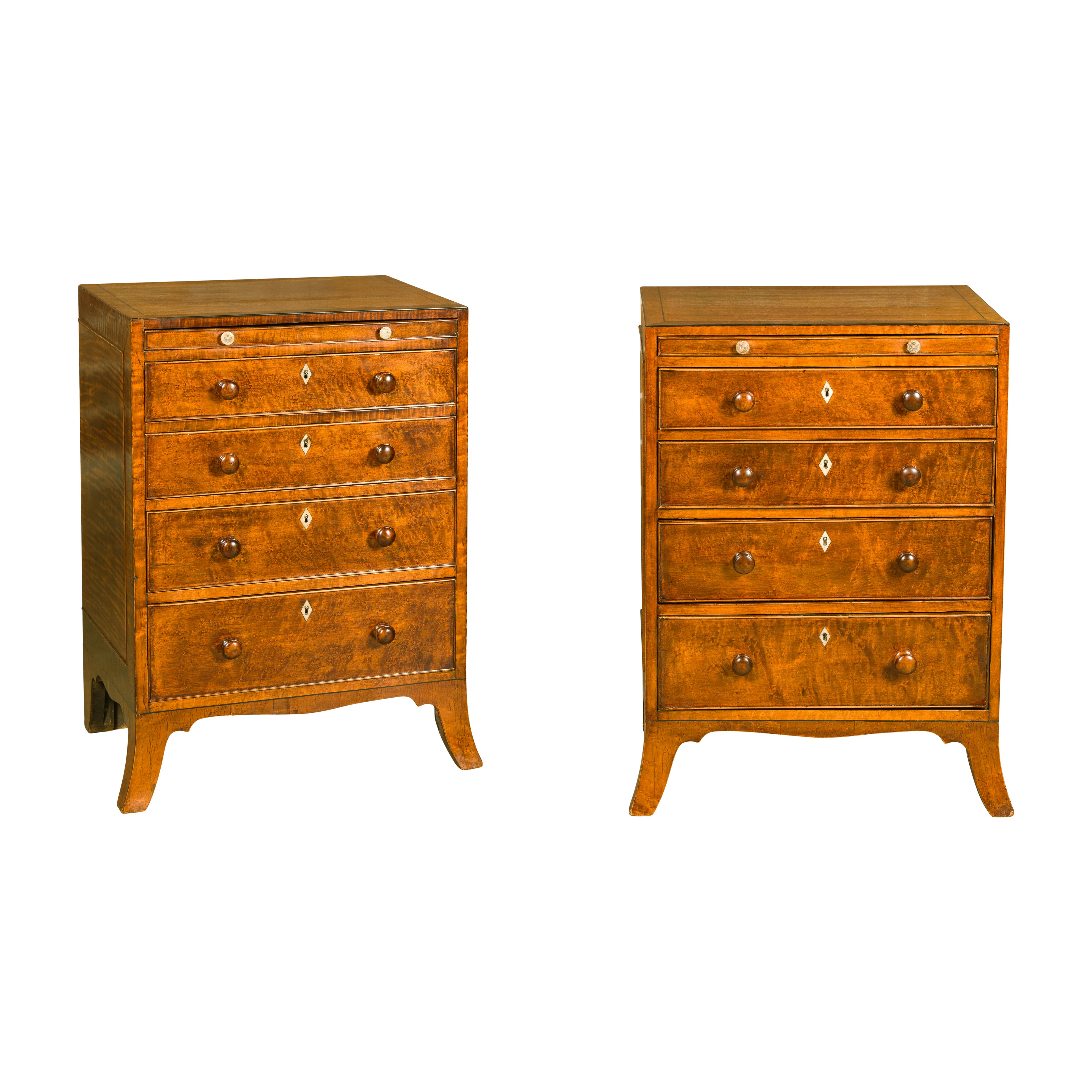 English Regency Period 1820s Bedside Chests with Graduating Drawers For Sale 13