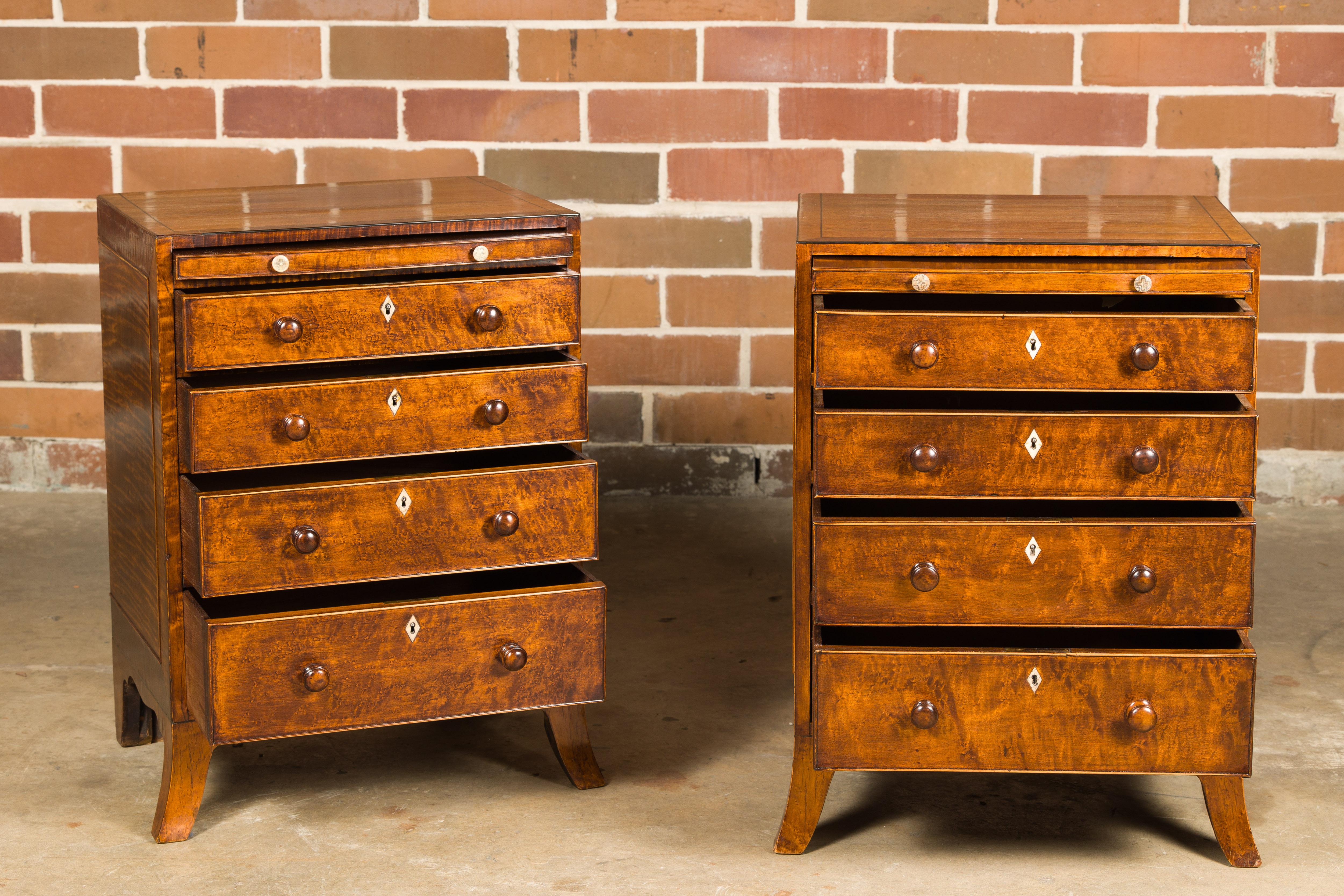 English Regency Period 1820s Bedside Chests with Graduating Drawers In Good Condition For Sale In Atlanta, GA