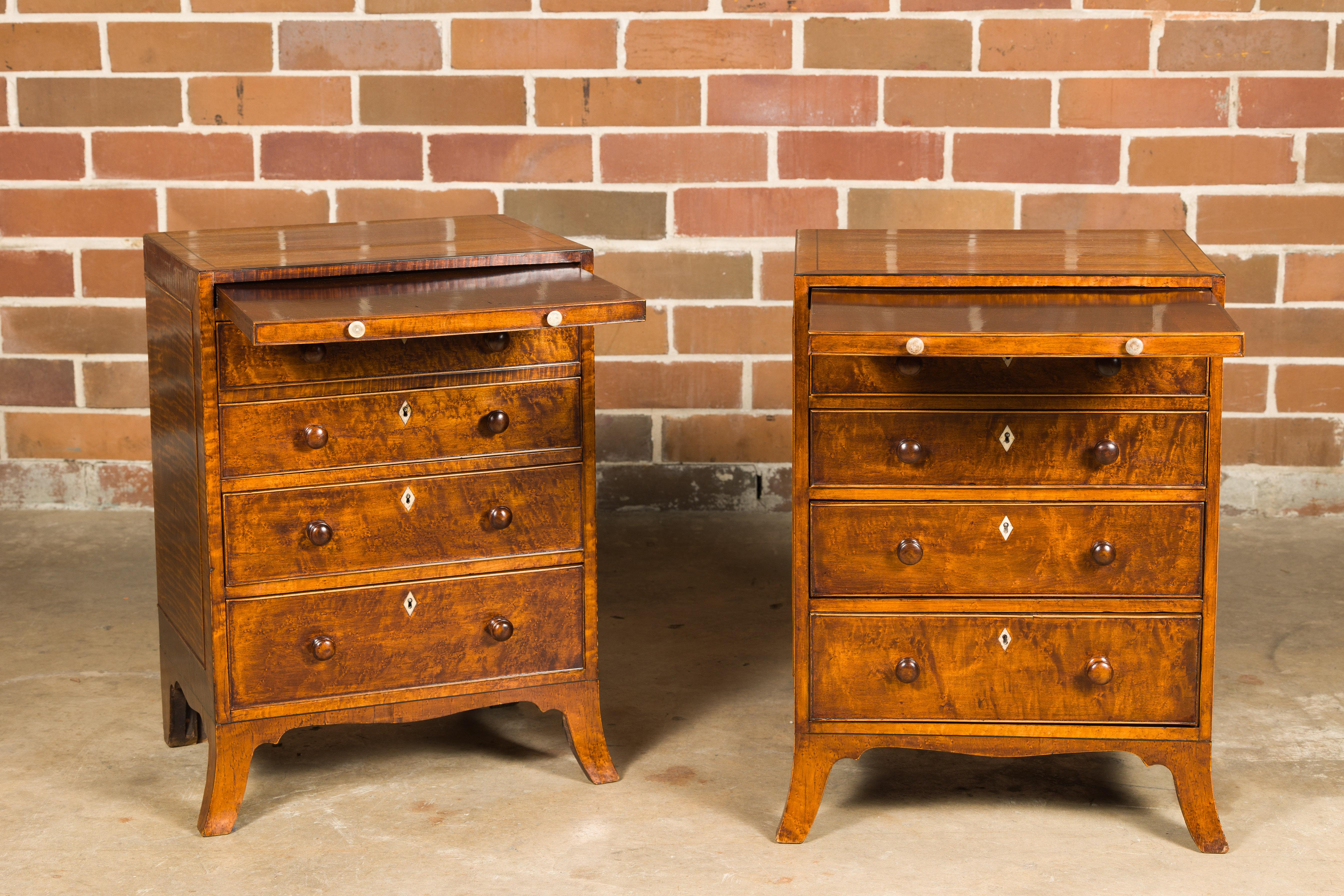 19th Century English Regency Period 1820s Bedside Chests with Graduating Drawers For Sale