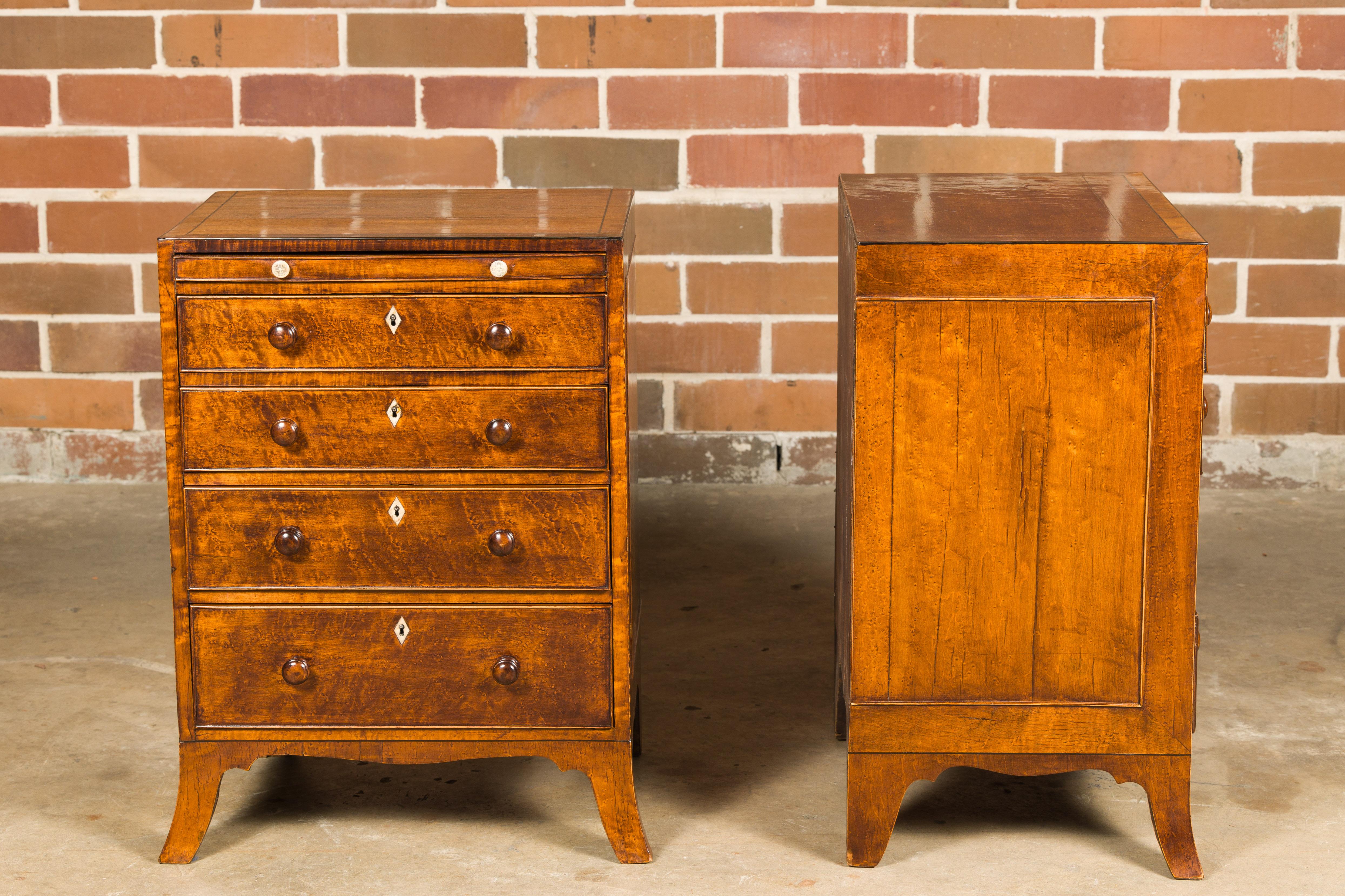 Wood English Regency Period 1820s Bedside Chests with Graduating Drawers For Sale