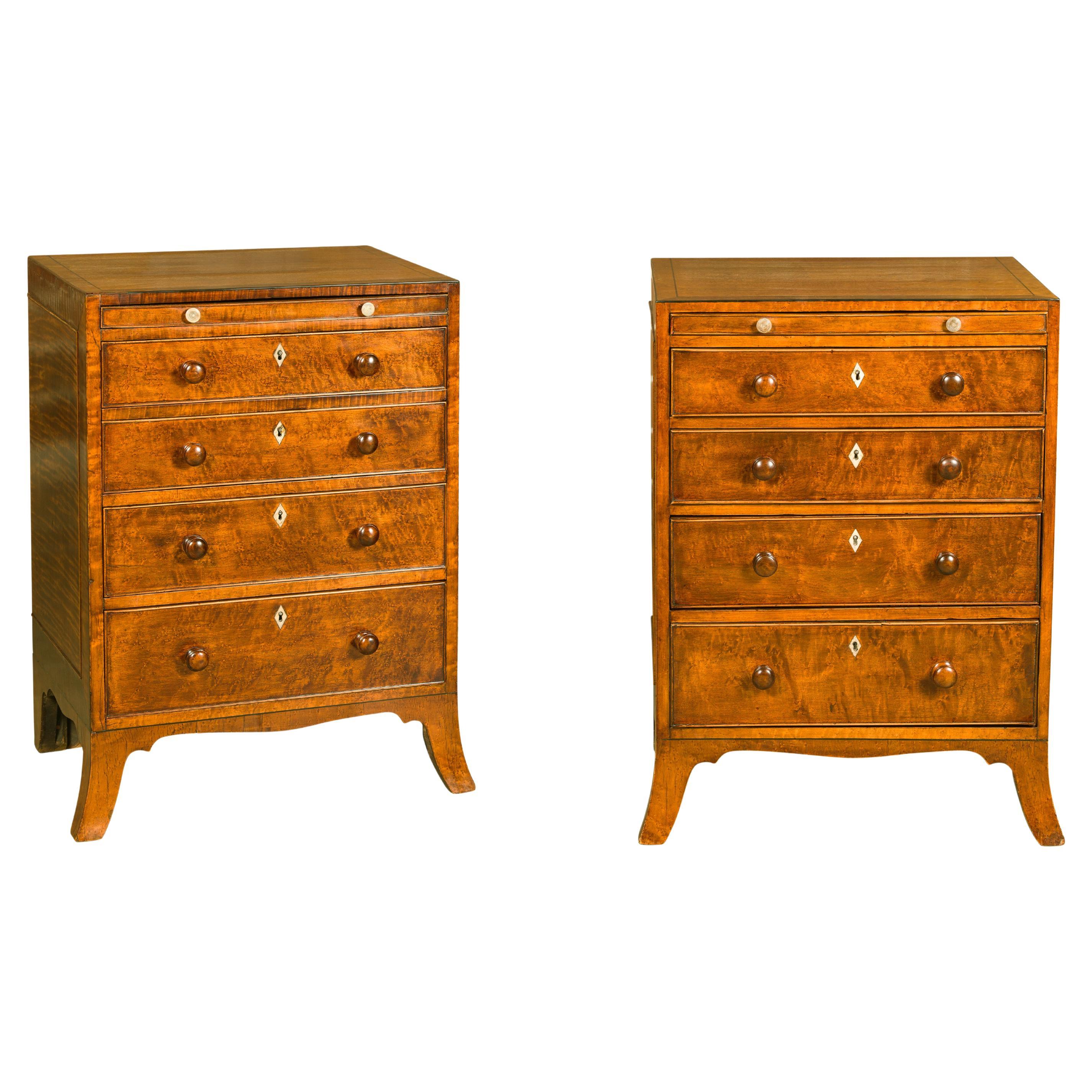 English Regency Period 1820s Bedside Chests with Graduating Drawers For Sale