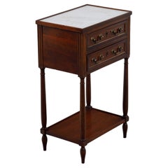 English Regency Period 1820s Mahogany Table with White Marble Top and Drawers