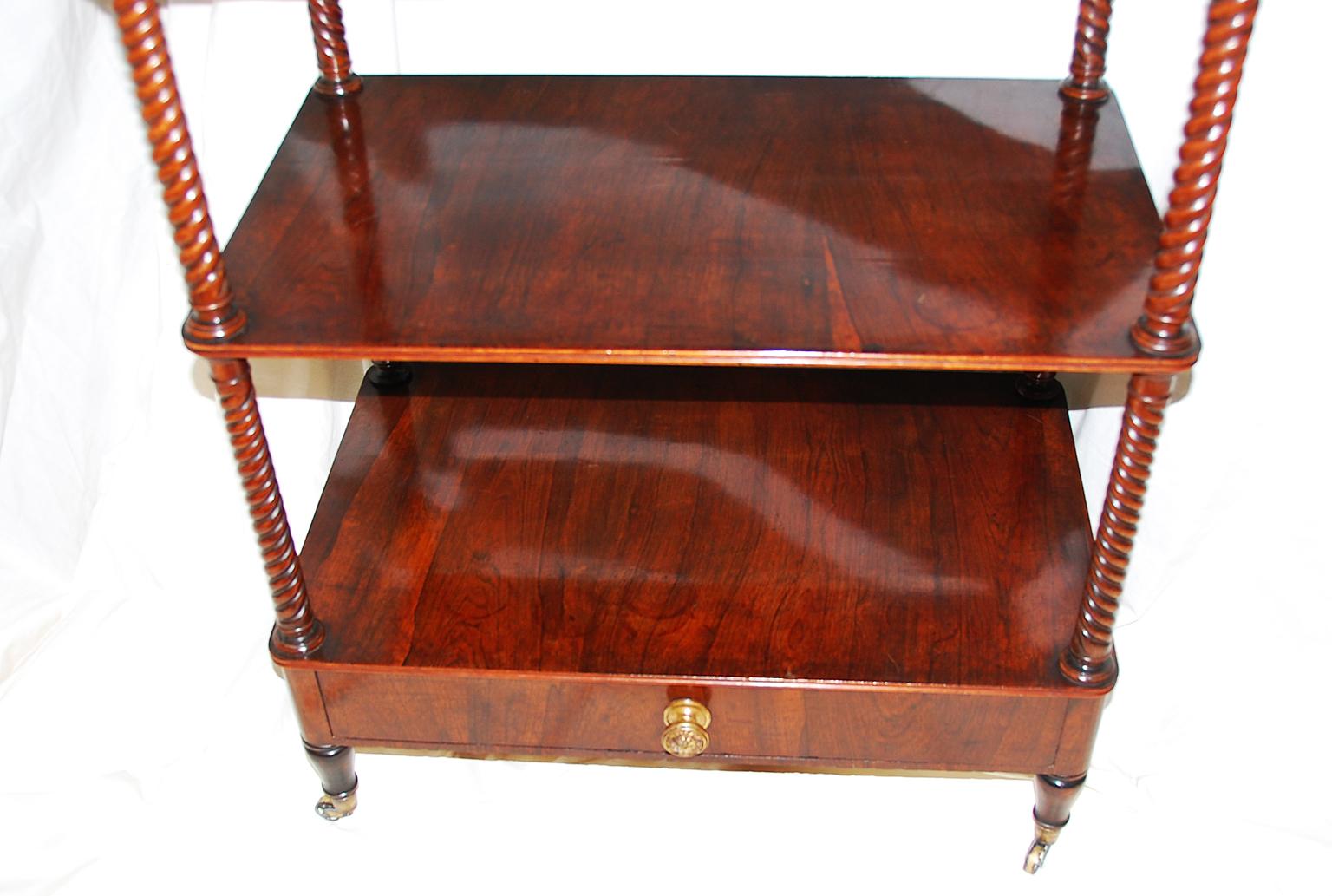 English Regency Period 19th Century Étagère, Rosewood, Three Tiers and a Drawer (Englisch)