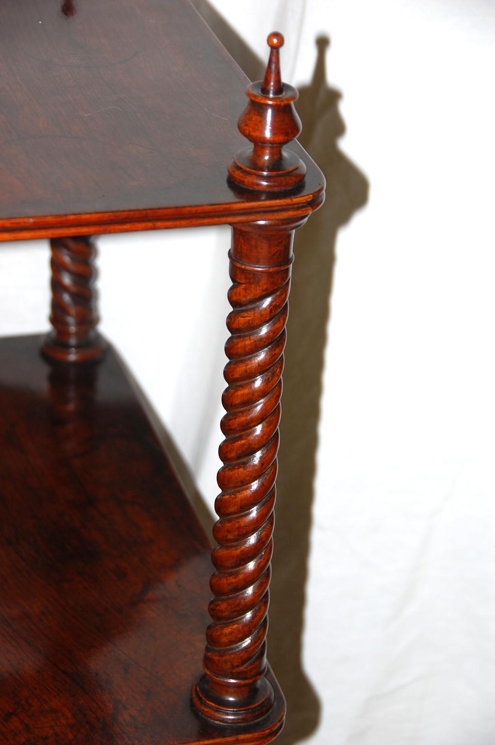 English Regency Period 19th Century Étagère, Rosewood, Three Tiers and a Drawer im Zustand „Gut“ in Wells, ME
