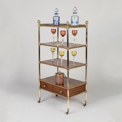 English Regency Period 4-tier Goncalo Alves & Brass Whatnot Étagère