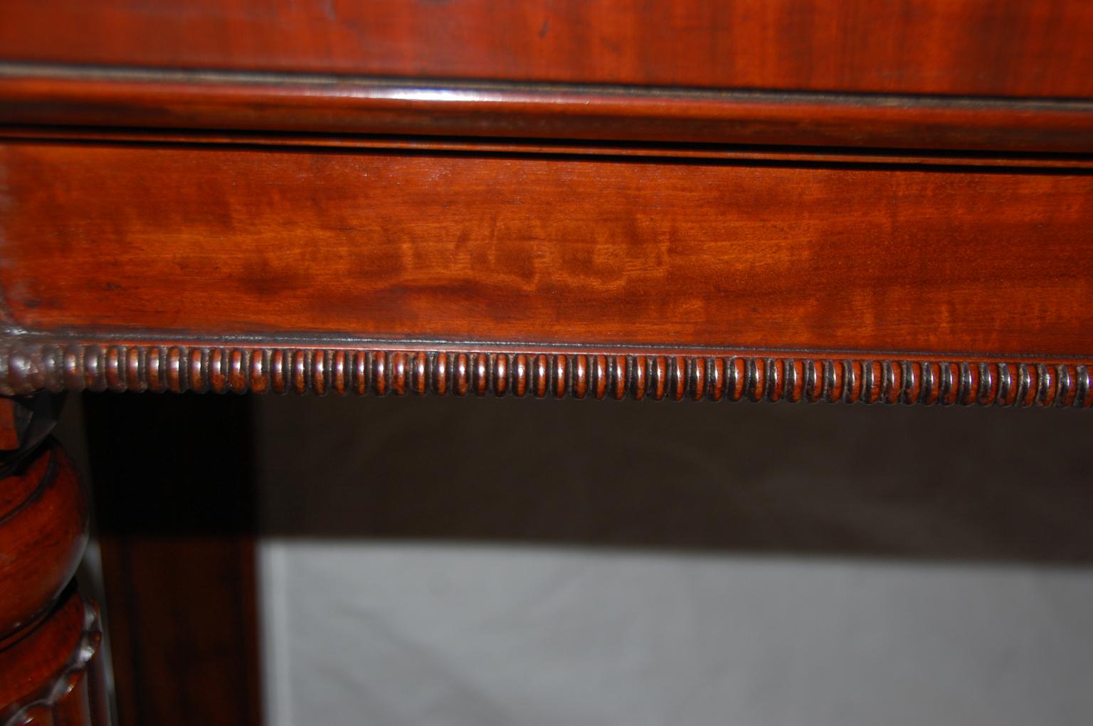 English Regency Period Long Mahogany Sideboard or Hall Table Reeded Legs For Sale 2