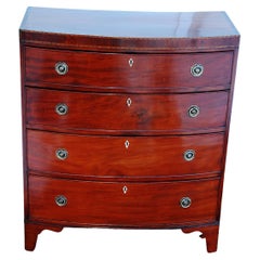 English Regency Period Bowfront Mahogany Chest of Four Drawers with Inlay