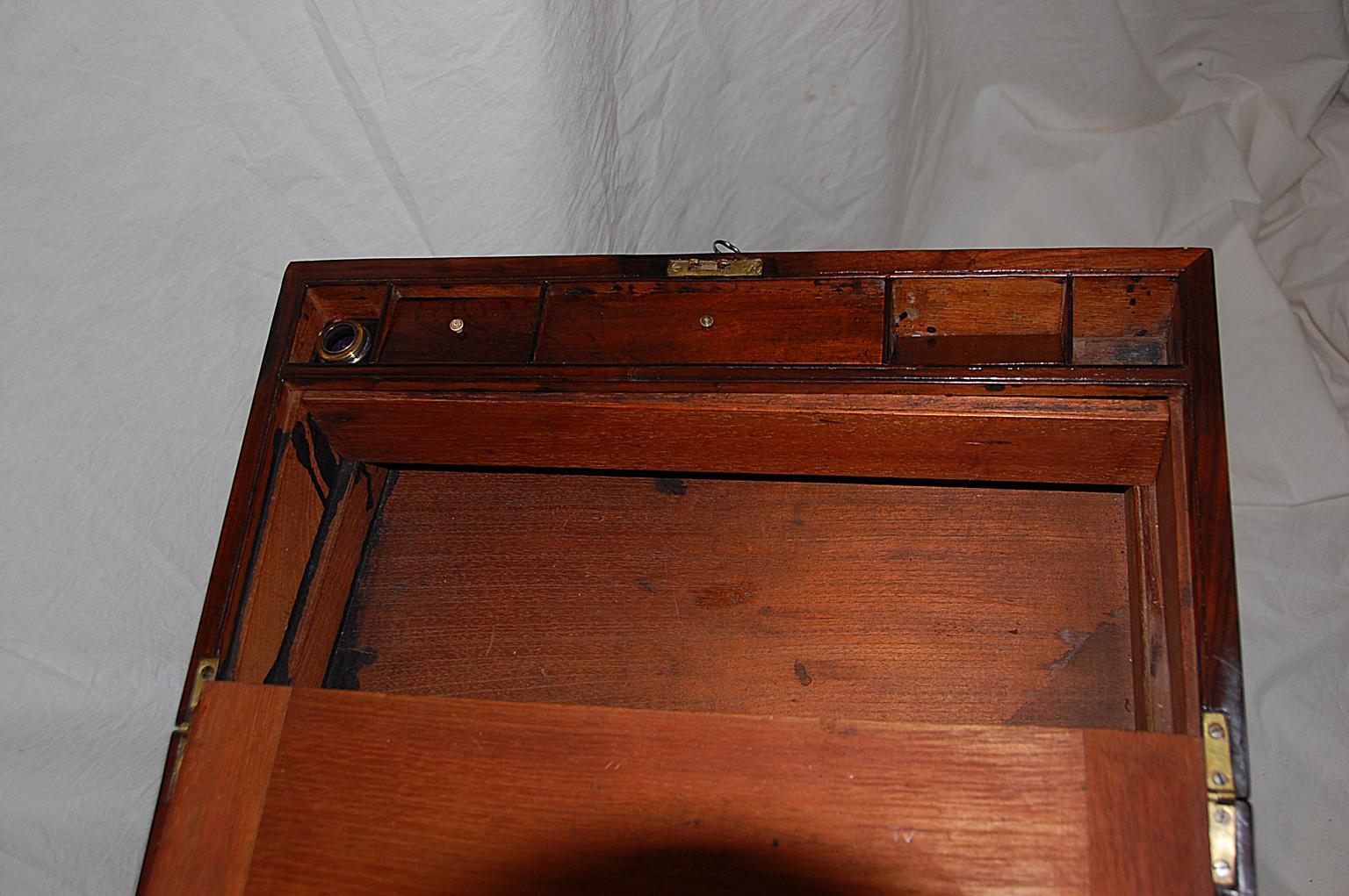 English Regency Period Brass Inlaid Rosewood Writing Box on Bespoke Stand 3