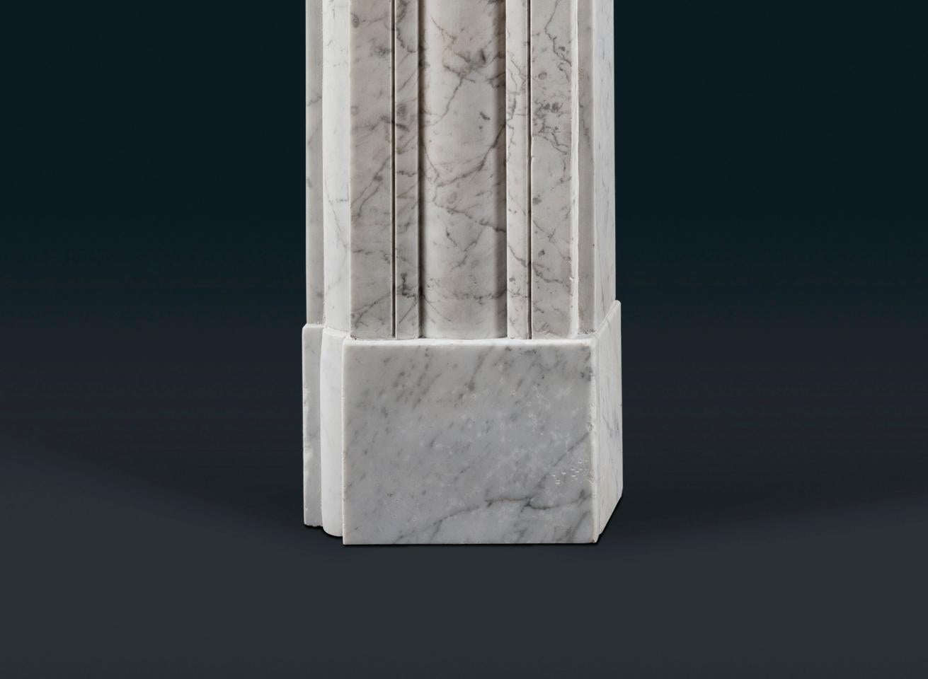 Hand-Carved English Regency Period Carrara Marble Fireplace Surround For Sale