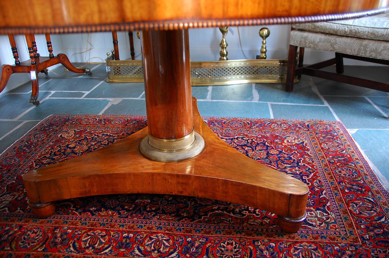 19th Century English Regency Period Center Table in Zebra Wood Four Foot Diameter