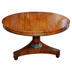 Antique English Regency Period Center Table in Zebra Wood Four Foot Diameter