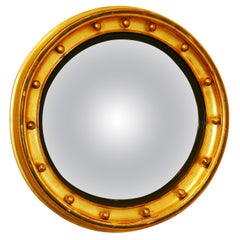 English Regency Period Convex Gold Leaf Mirror with Balls