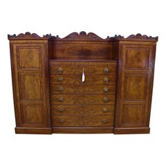 English Regency Period Flame Mahogany Combination Wardrobe