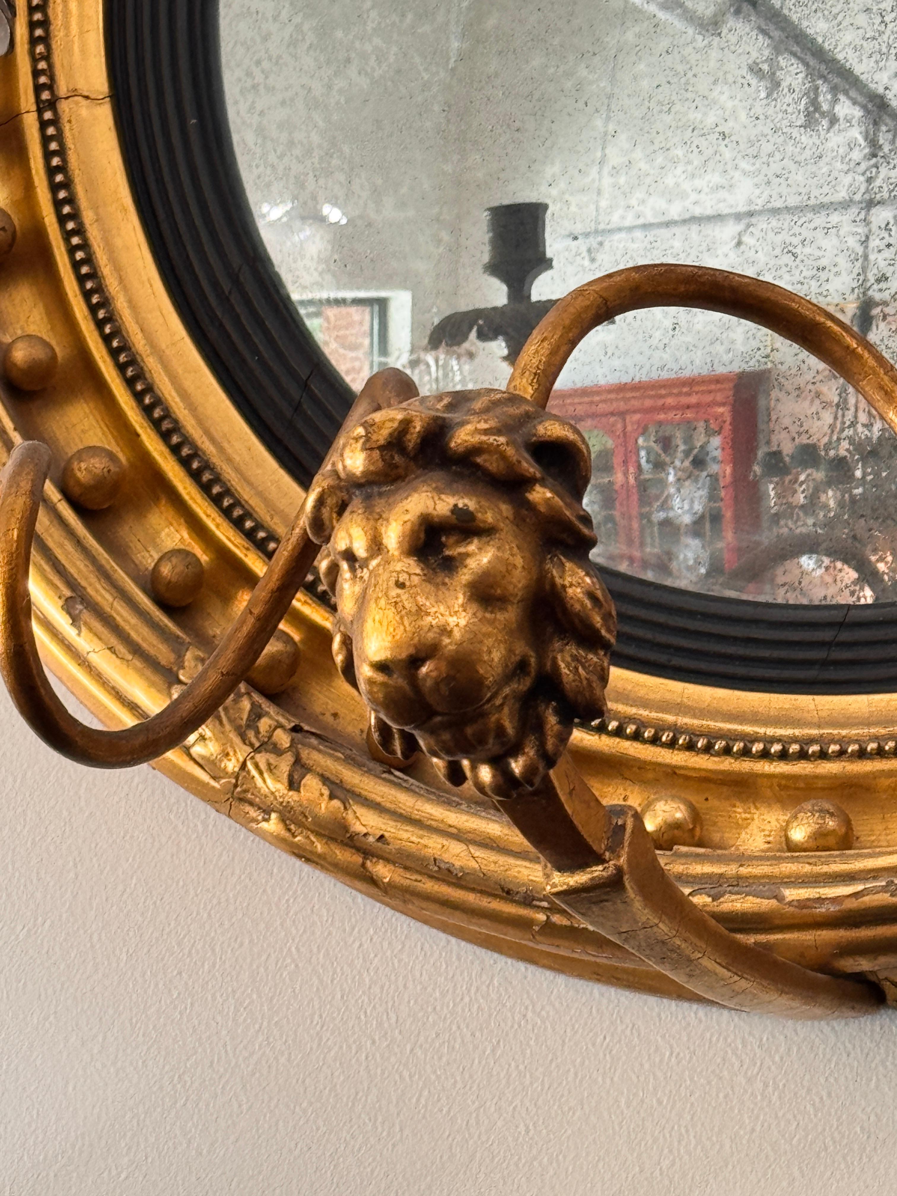 English Regency Period Giltwood Girandole Mirror with Eagle Crest For Sale 4